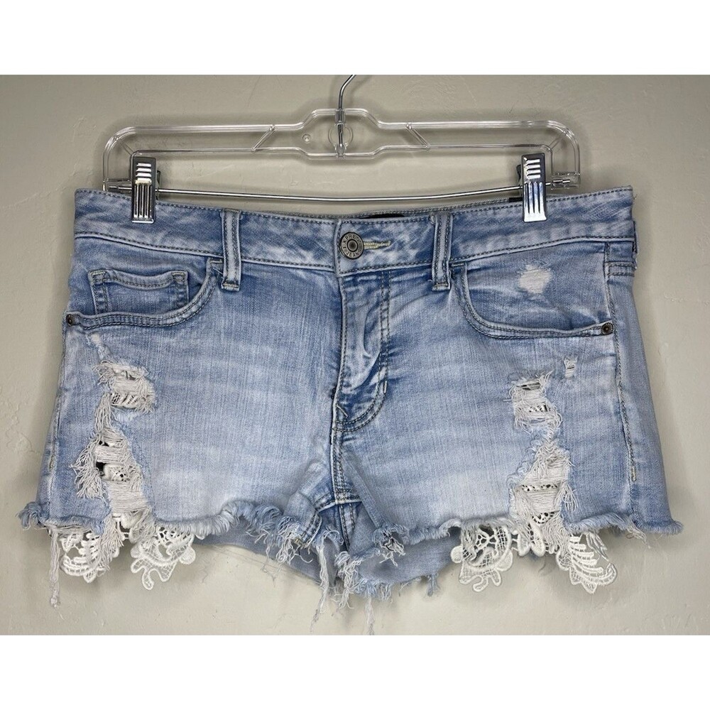 Vintage Express Low Rise Lace Mini Shorts Y2K 00s Grunge Festival 2000s Size 6